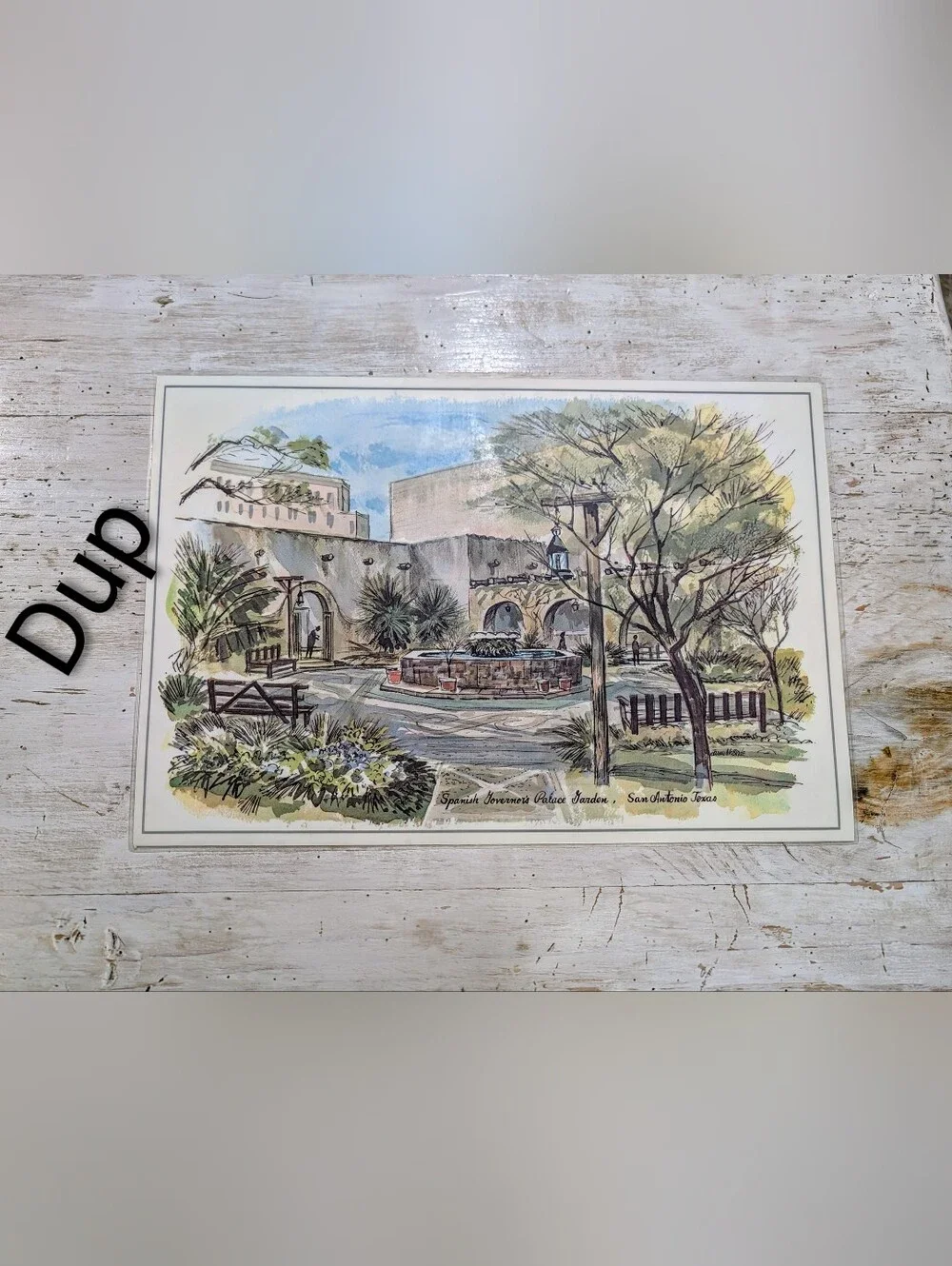 Vintage City of San Antonio, Texas James McBride Watercolor Placemats Set of 8